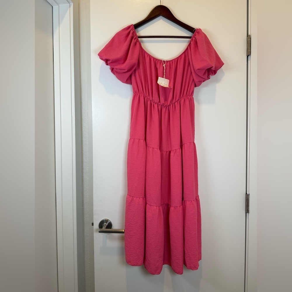 NWT See You Monday Pink Maxi Puff Sleeve Cottage Dress Farmhouse - Picture 8 of 8